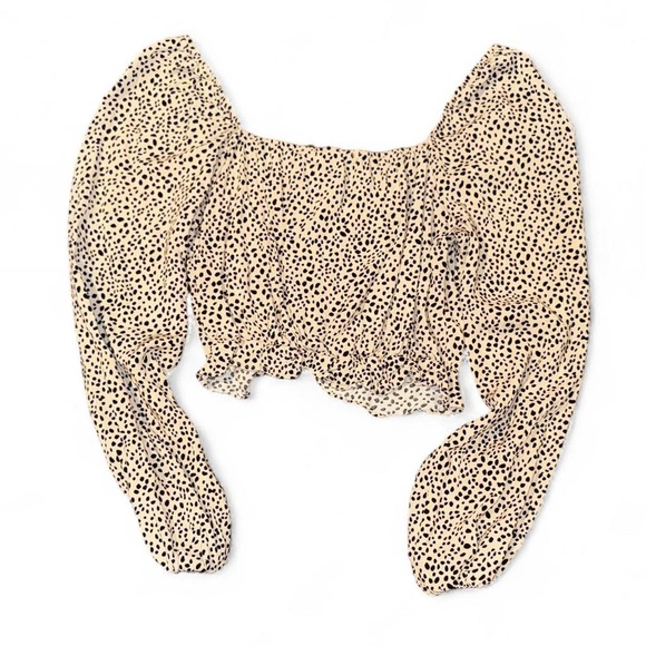 Altar'd State Cream and Black Dotted Blouse - Picture 3 of 3